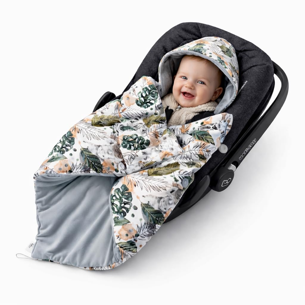 Einschlagdecke für Babyschale Autositz mit Füllung Wattiert Ganzjährig Übergang Frühling, Universal