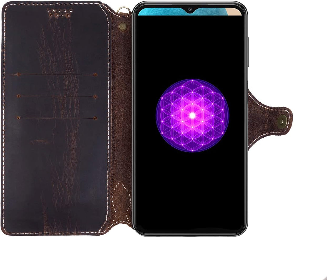 Yogurt Handyhülle für Samsung Galaxy A23 5G, Hülle Echtleder Case Ledertasche Lederhülle für Samsung