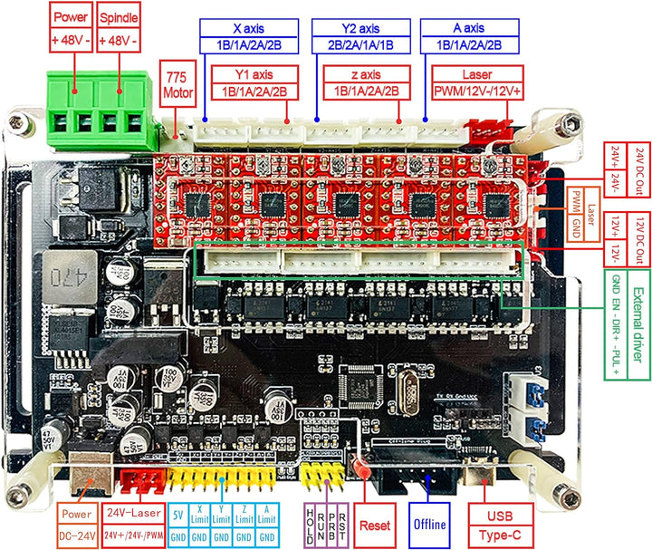 GRBL Controller Steuerplatine, Neue GRBL 4Achsen Schrittmotor Controller Steuerplatine, mit Offline/