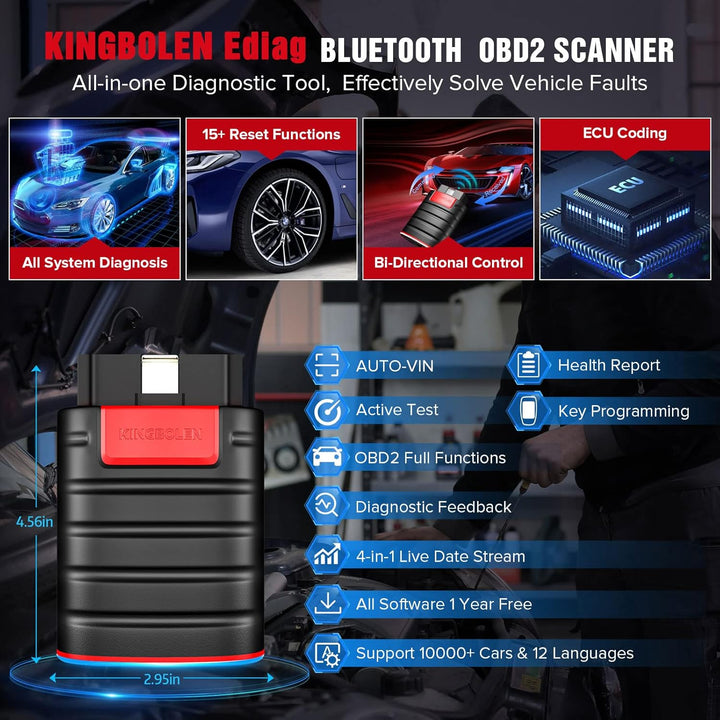 KINGBOLEN EDIAG OBD2 diagnosegerät,Vollsysteme obd2 Bluetooth Adapter für iPhone & Android, Obd2 Cod