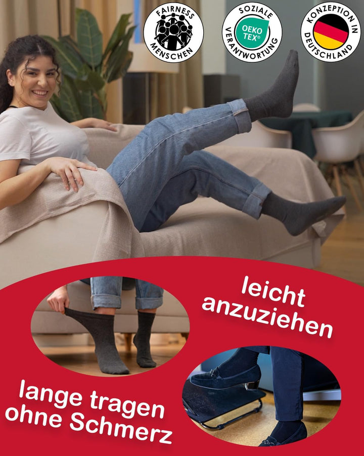 RS. Harmony Venen-Gesundheits-Socken, extra weiter dehnbarer Bund, für Damen 35-38 schwarz - 8 Paar,