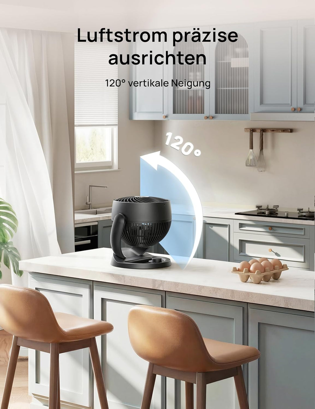 Dreo 28dB leiser Tischventilator, 30cm hoher Ventilator mit Kühlung, 3 Geschwindigkeiten 21m Luftstr