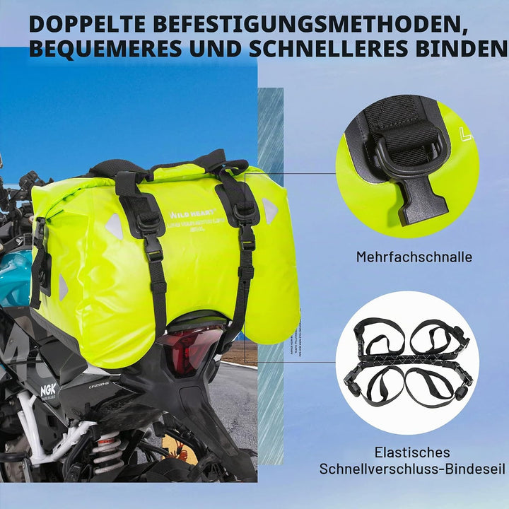 WILD HEART Motorrad-Rücksitztasche U-förmige wasserdichte Hecktasche 50L Motorradausrüstung Lokomoti