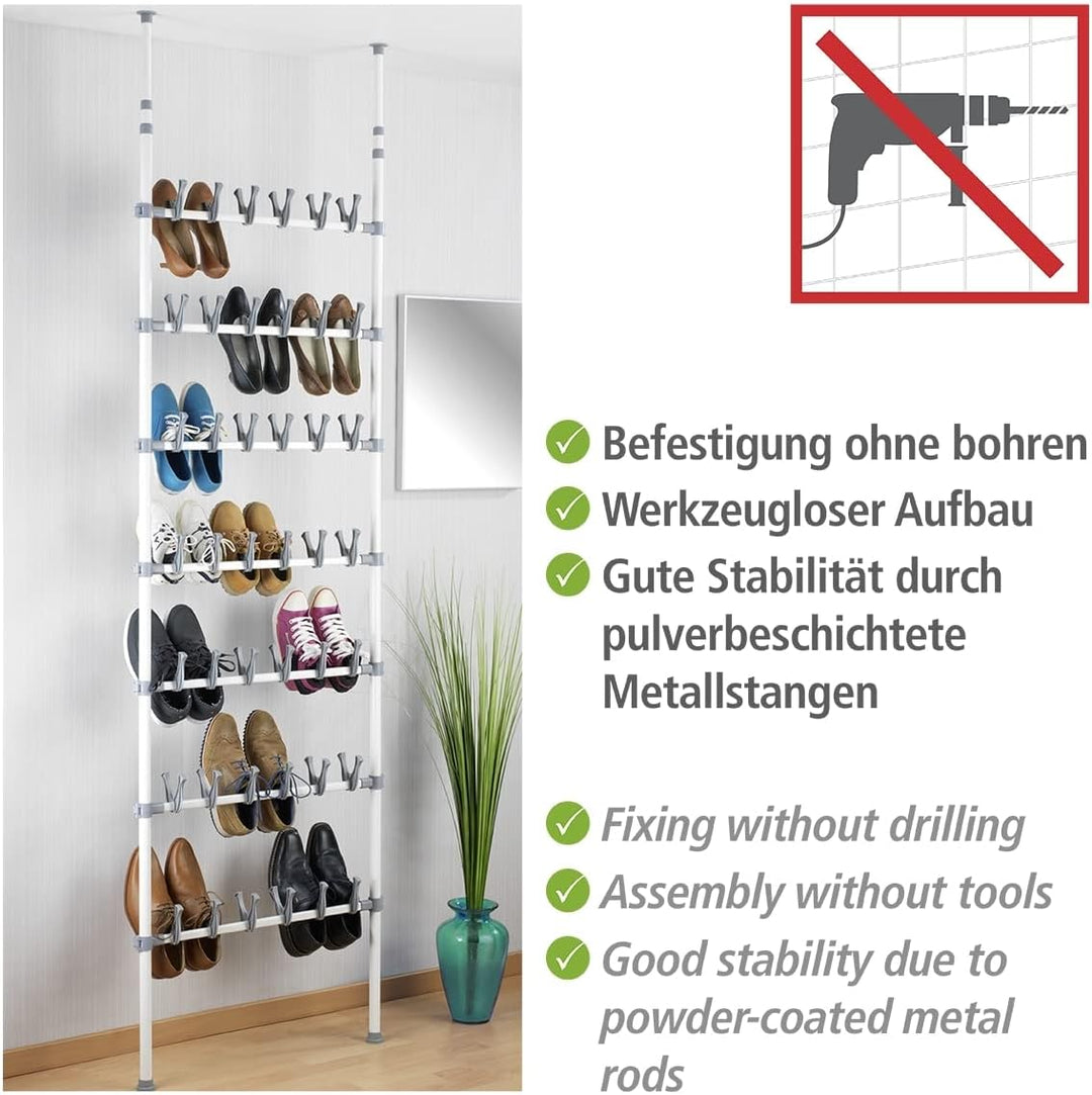 WENKO Teleskop-Schuhregal Atlas, Schuh-Aufbewahrung für 42 Paar Schuhe, teleskopisch ausziehbar von