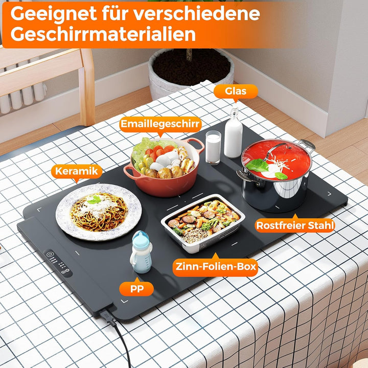GOPLUS Warmhalteplatte Elektrisch, Silikon Warmhaltematte, rollbarer Speisenheizplatte mit Einstellb