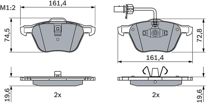 Bosch BP352 Bremsbeläge - Vorderachse - ECE-R90 Zertifizierung - vier Bremsbeläge pro Set