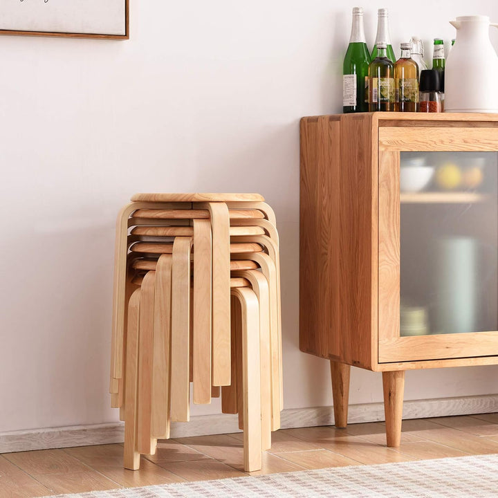 IBUYKE Stapelhocker-Massivholz Hocker Hausbank Holzhocker Mode Kreative Hocker Moderne Esstisch Hock