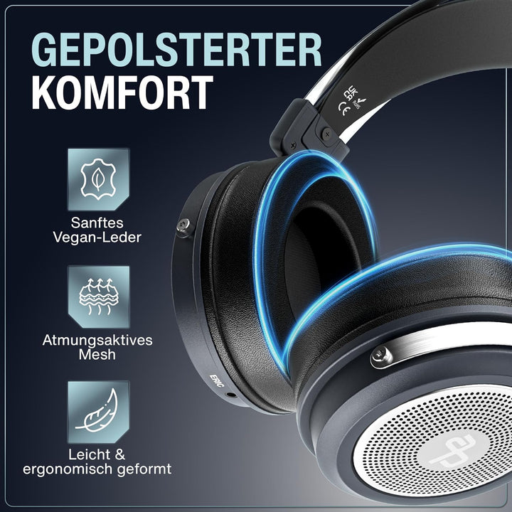 audio pirates Over-Ear HiFi Kopfhörer – Kopfhörer mit Case, HiFi-Klang, 3 m Kabel & 6,3 mm Adapter –