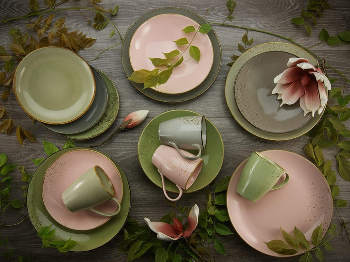 CreaTable, 20298, Serie Nature Collection VINTAGE GARDEN, Geschirrset, Kombiservice 16 teilig Mehrfa