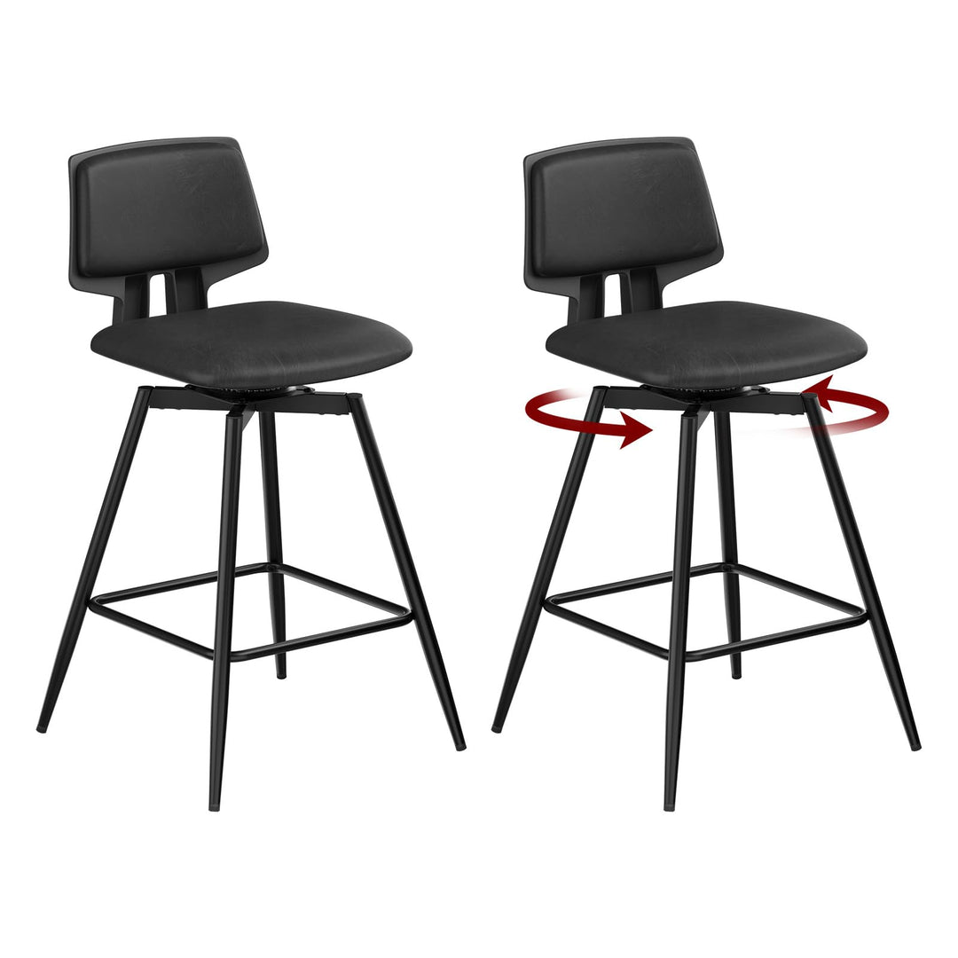 WOLTU Barhocker 2er Set, Barstuhl 360° drehbar, Küchenhocker mit Rückenlehne Fussstütze, für Küche B