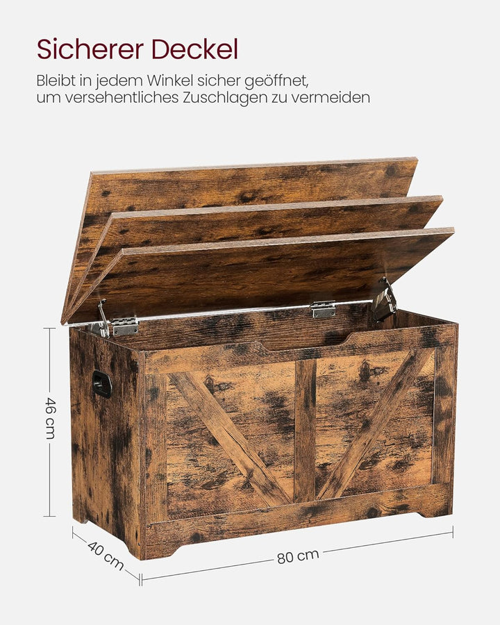 VASAGLE Schuhbank, Sitzbank mit Stauraum, Sitztruhe, 2 Sicherheitsscharniere, Aufbewahrungsschrank,