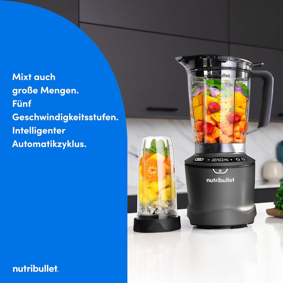 nutribullet SmartSense Mixer Combo NBF550DG, Standmixer mit 5 Geschwindigkeiten und Puls-Funktion, 1