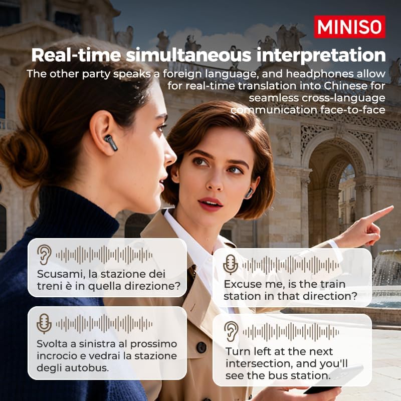 MINISO MS103 AI Kopfhörer Übersetzer 3-in-1 Sprachübersetzer Kopfhörer Übersetzungskopfhörer mit ech