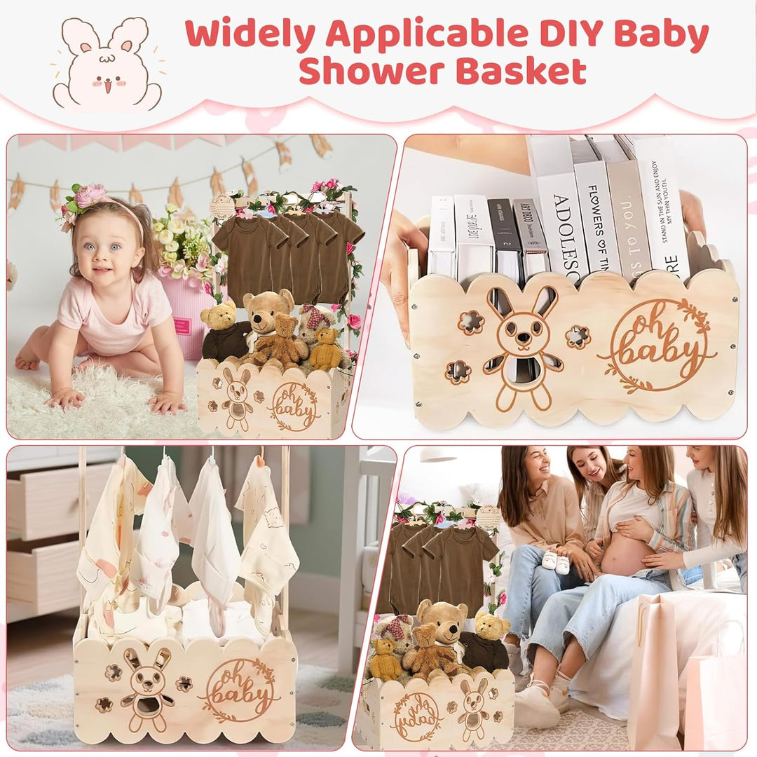 Holz Baby Geschenk Korb mit Griff, Baby-Aufbewahrungskorb Baby Dusche Kiste Schrank mit Kinder Kleid