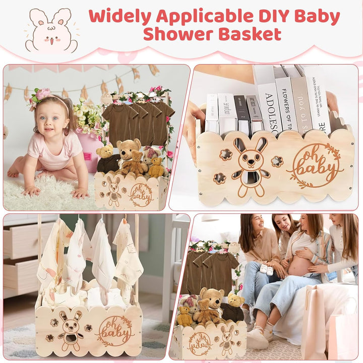 Holz Baby Geschenk Korb mit Griff, Baby-Aufbewahrungskorb Baby Dusche Kiste Schrank mit Kinder Kleid