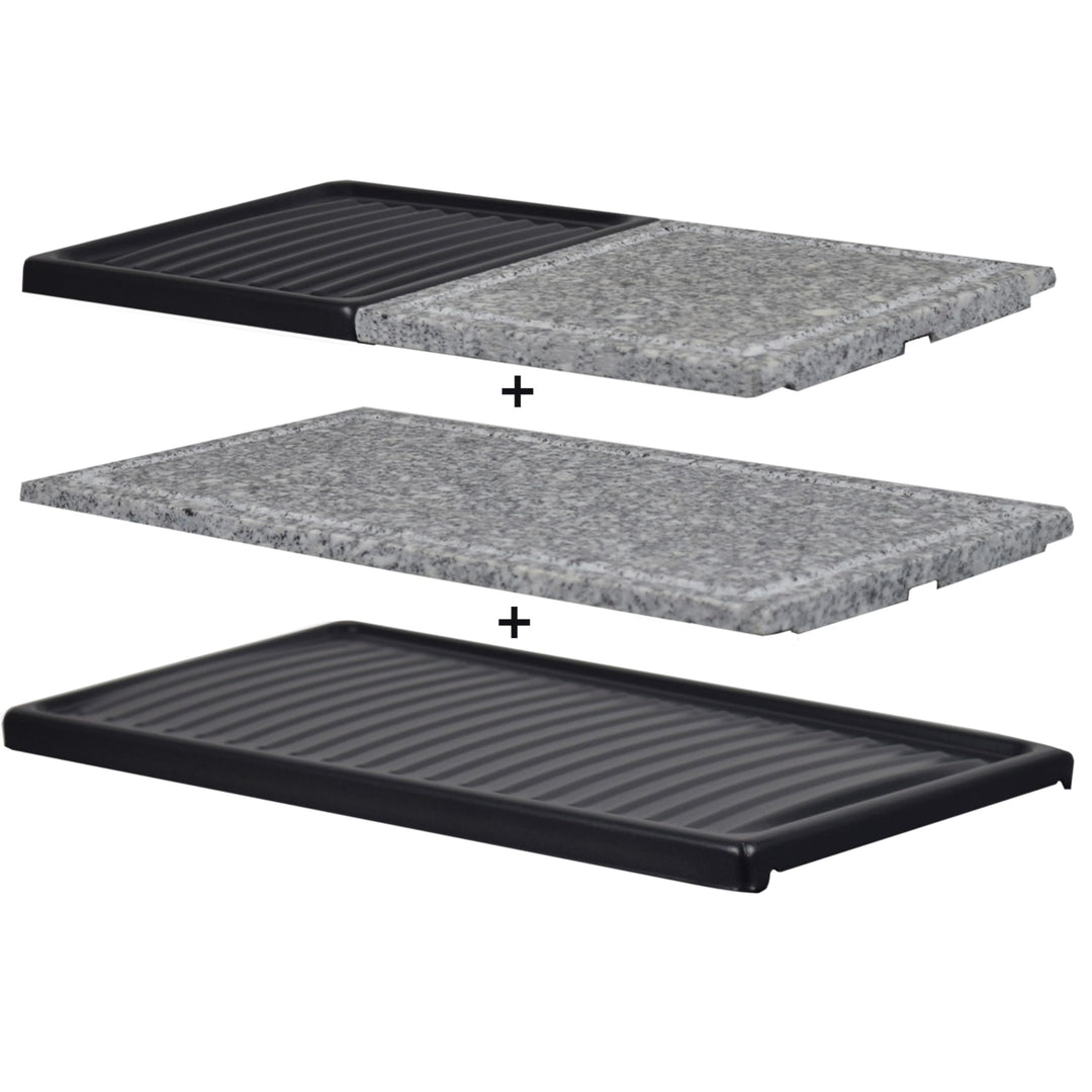 Syntrox 3er Platten-Set für Raclette Aarau | Grillplatten | Steinplatte, Raclettezubehör, Einfache R