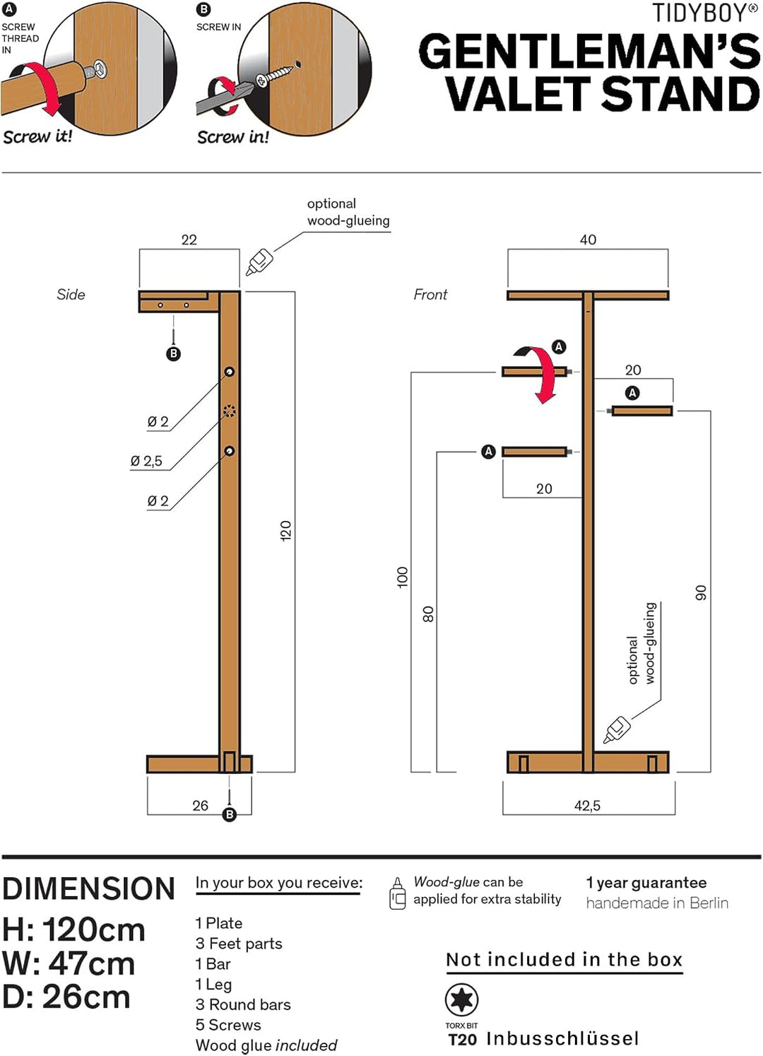 Stummer Diener aus Holz, Herrendiener Schlafzimmer Möbel, Design Kleiderbutler und Modern Stiller Di