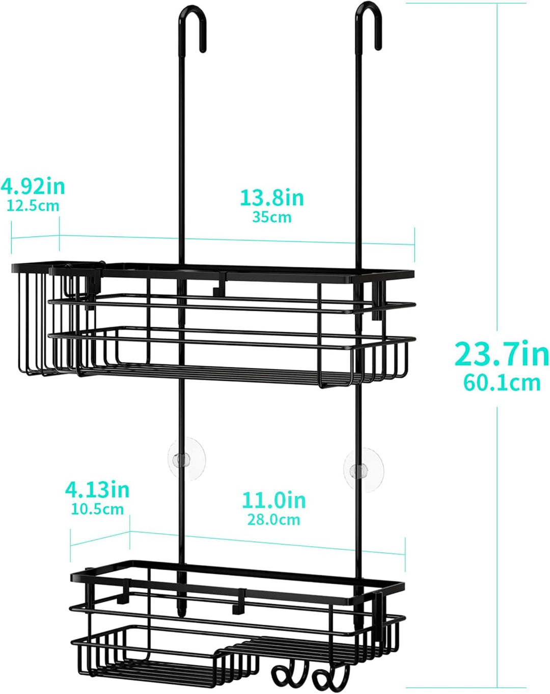 HapiRm Duschregal zum Hängen Duschablage Hängend - 2-Tier Duschablage zum Hängen mit Haken und Zahnb