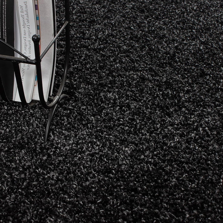 Teppium Hochflor Teppich Wohnzimmer Shaggy 120 cm Rund Anthrazit - Flauschiger Teppich Extra Weich,