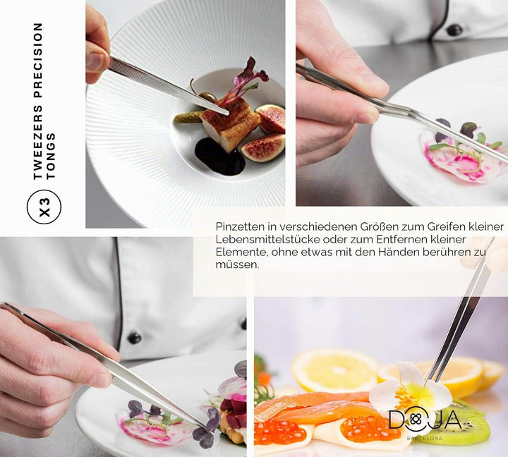 DOJA Barcelona | Kueche Chef Kochutensilien | Farbe: Regenbogen | 7 Utensilien Edelstahl Plating Kit