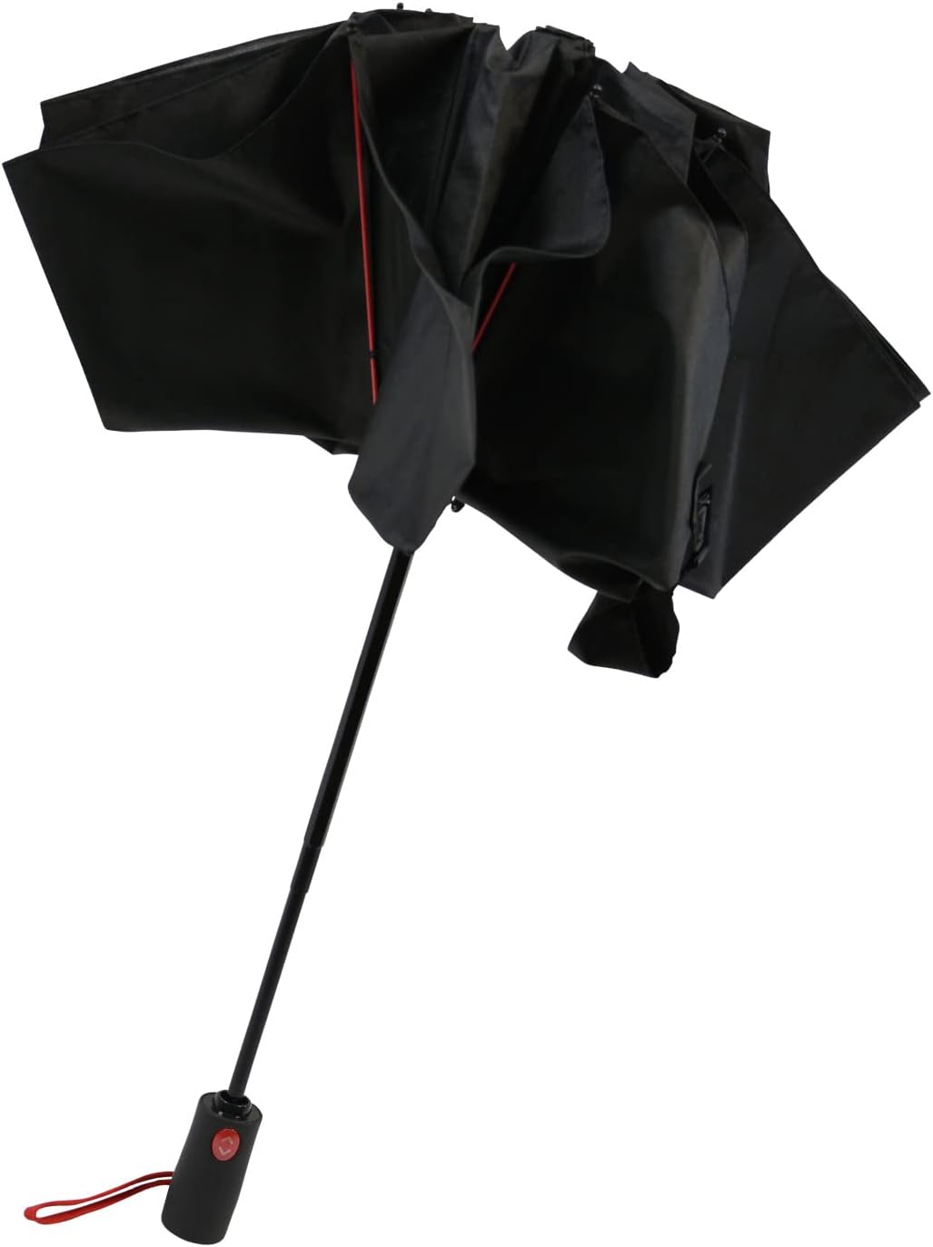 iX-brella Reverse umgekehrt öffnender Fiberglas-Taschenschirm mit farbigen Speichen - schwarz-rot, S