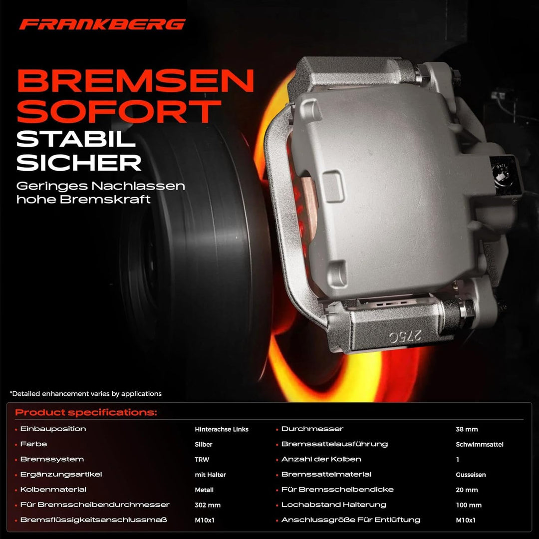 Frankberg Bremssattel Bremszange mit Halter Hinten Links Kompatibel mit Freelander 2 FA 2.0L 3.2L 20