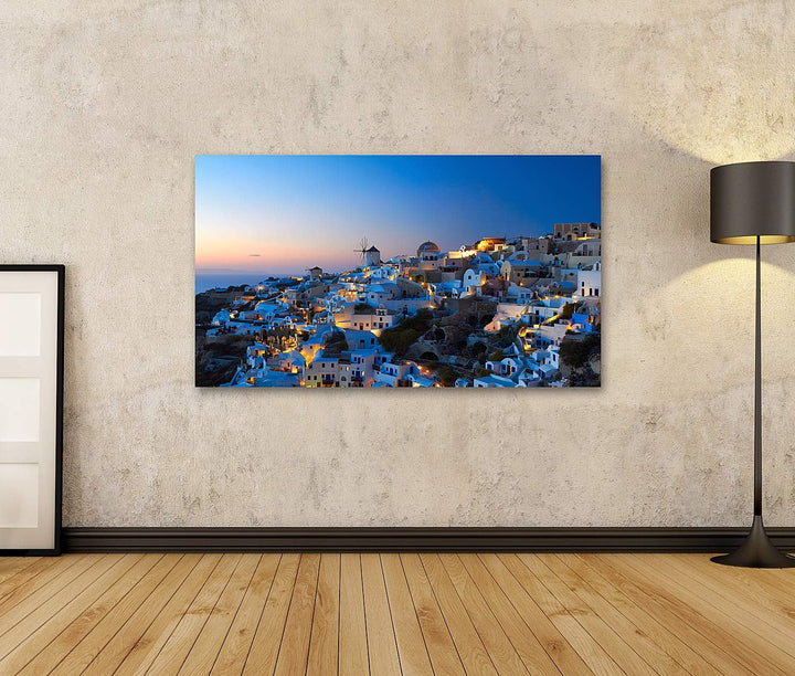 islandburner Bild auf Leinwand Santorini Oia Abend Dorf Insel Griechenland Bilder Wandbilder Poster
