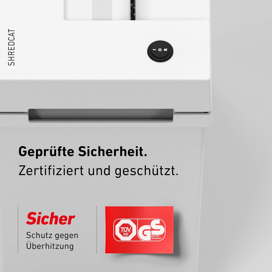 SHREDCAT 8200, P-2, Aktenvernichter bis zu 16 Blatt, leiser Papierschredder für Büro, Aktenschredder