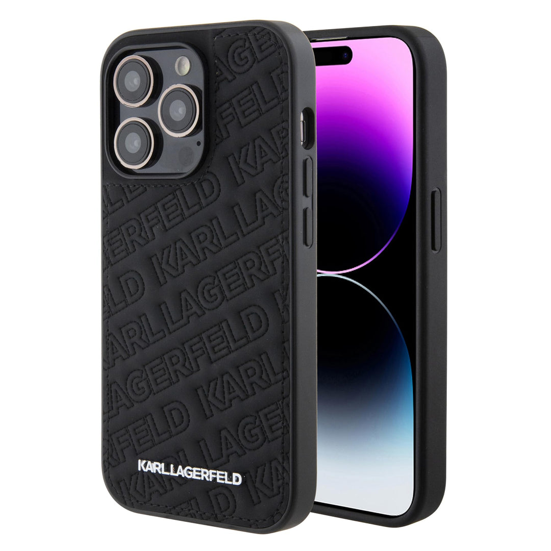Karl Lagerfeld Gestepptes Karl Muster Hartschale für iPhone 15 Pro (Schwarz), Schwarz
