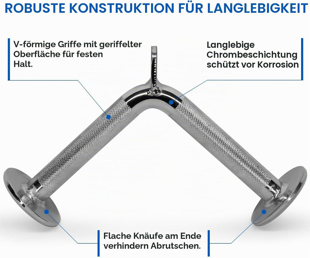 Yes4All LAT-Pull-Down-Kabelaufsatz, Trizeps-Pressstange, V-förmige Stange mit Diamant-Rändelgriff, B