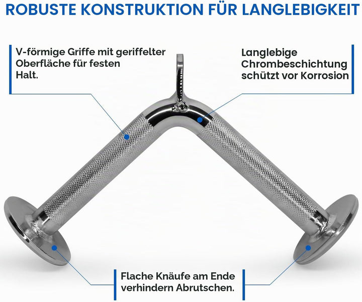 Yes4All LAT-Pull-Down-Kabelaufsatz, Trizeps-Pressstange, V-förmige Stange mit Diamant-Rändelgriff, B