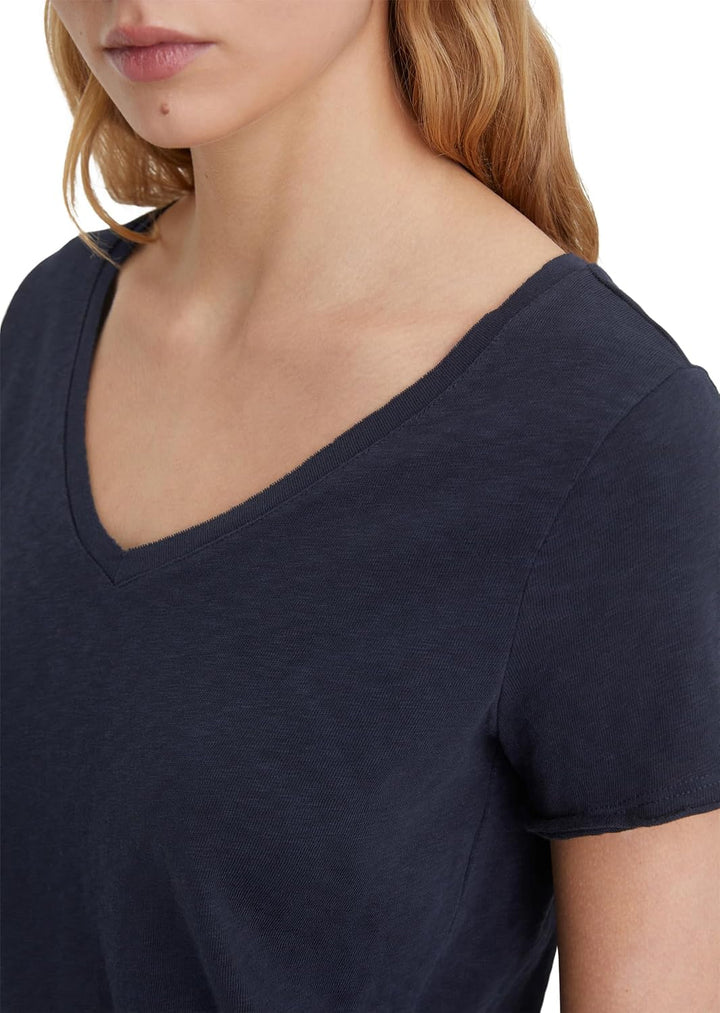 Marc OߴPolo Denim Damen T-Shirt aus Bio-Baumwolle mit V-Ausschnitt, Scandinavian Blue