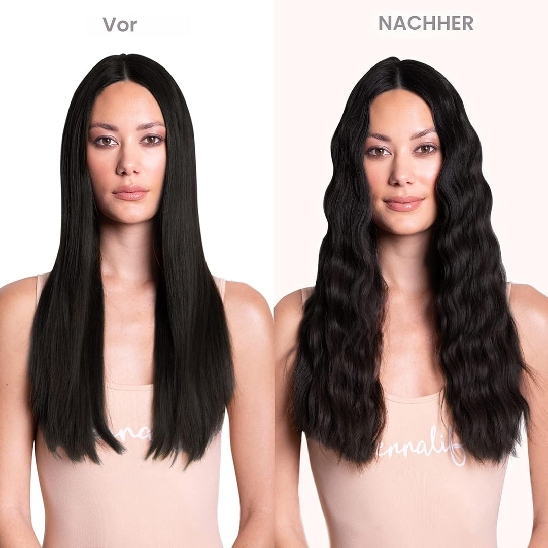 WENNALIFE Clip In Extensions Echthaar, 150g 40cm 9pcs Natürliches Schwarz Clip In Extensions Hair Ex
