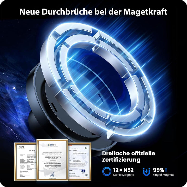 VICSEED Handyhalterung Auto Magnet Lüftung [Starker Magnet mit 12xN55 Magneten] Magsafe Autohalterun