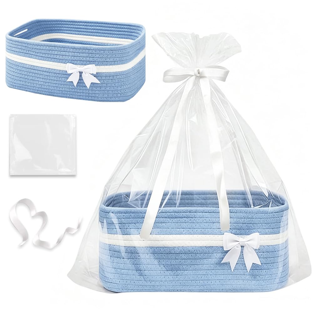 RNPKZ Geschenkkorb Leer Gross, 34x25x15 cm Aufbewahrungskorb mit Geschenktüten & Geschenkschleife, P