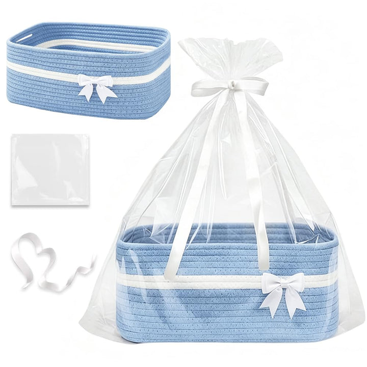RNPKZ Geschenkkorb Leer Gross, 34x25x15 cm Aufbewahrungskorb mit Geschenktüten & Geschenkschleife, P