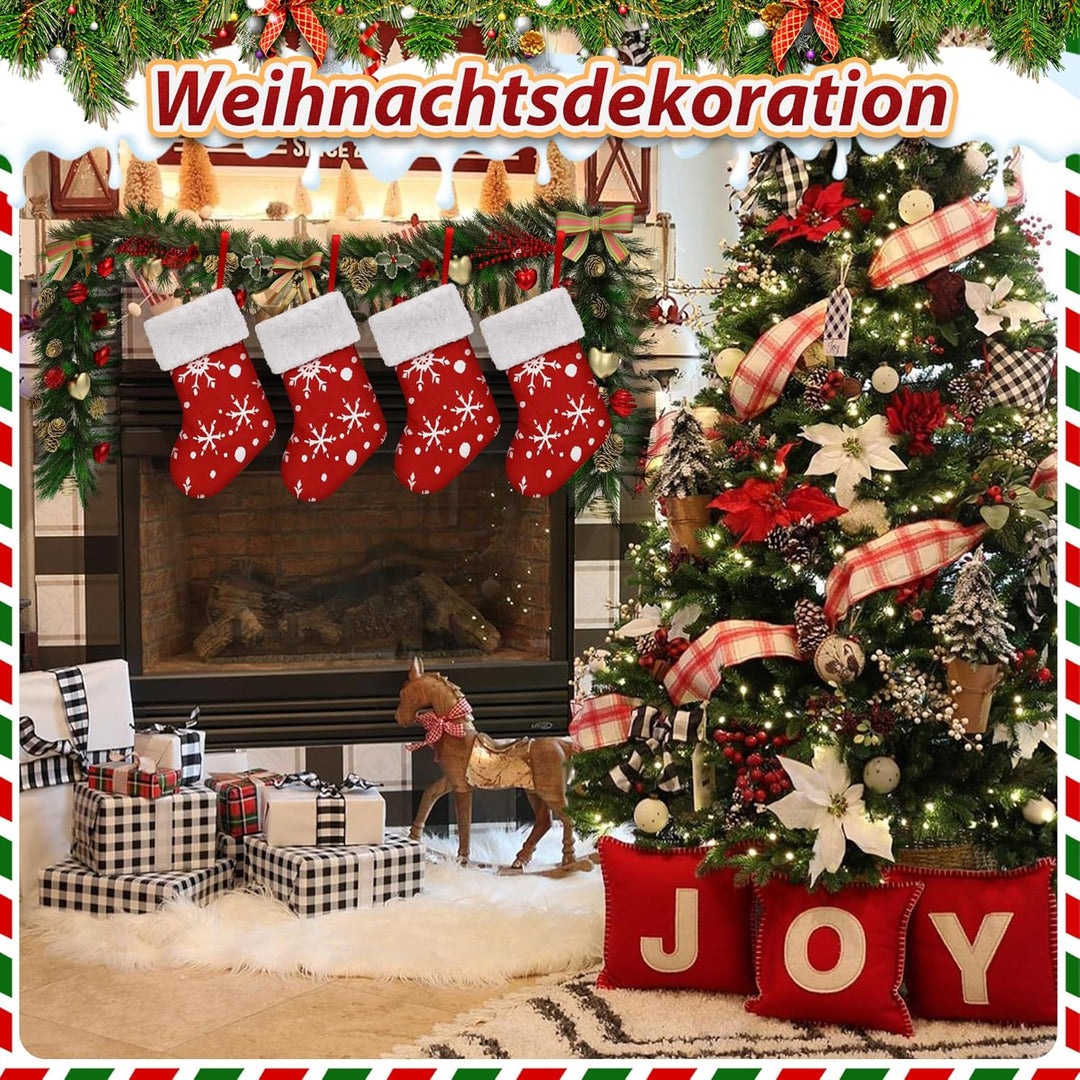 Klassischer Weihnachtsstrümpfe - 12 Stück Nikolausstrumpf Weihnachtsstrumpf für Weihnachten Hängende