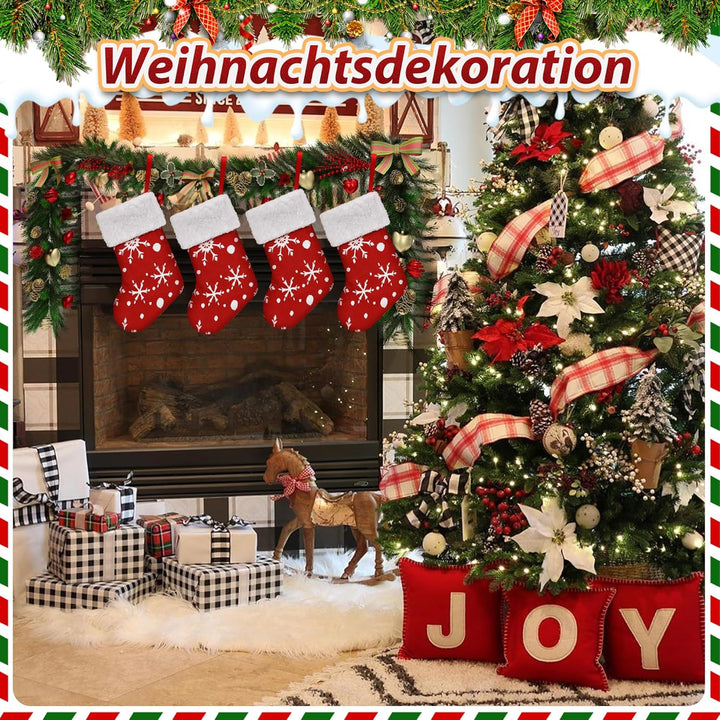 Klassischer Weihnachtsstrümpfe - 12 Stück Nikolausstrumpf Weihnachtsstrumpf für Weihnachten Hängende