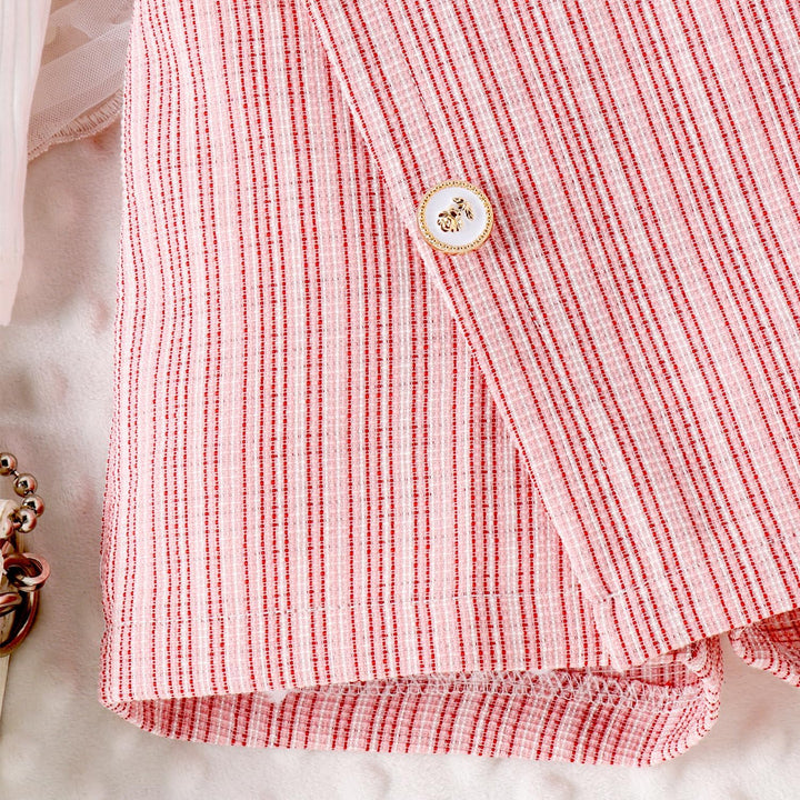 Kleinkind Baby Mädchen Outfits Rüschenärmel Gestrickt Bowknot Shirt + Elegant Mini Rock+ Baskenmütze