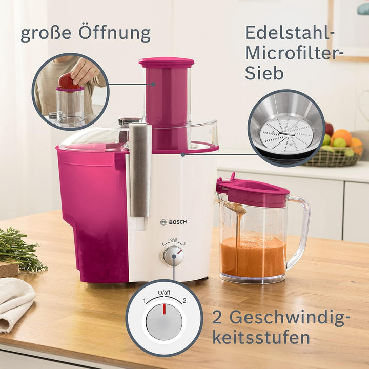 Bosch Entsafter VitaJuice 2 MES25C0, elektrische Saftpresse für Obst und Gemüse, grosser Einfüllscha