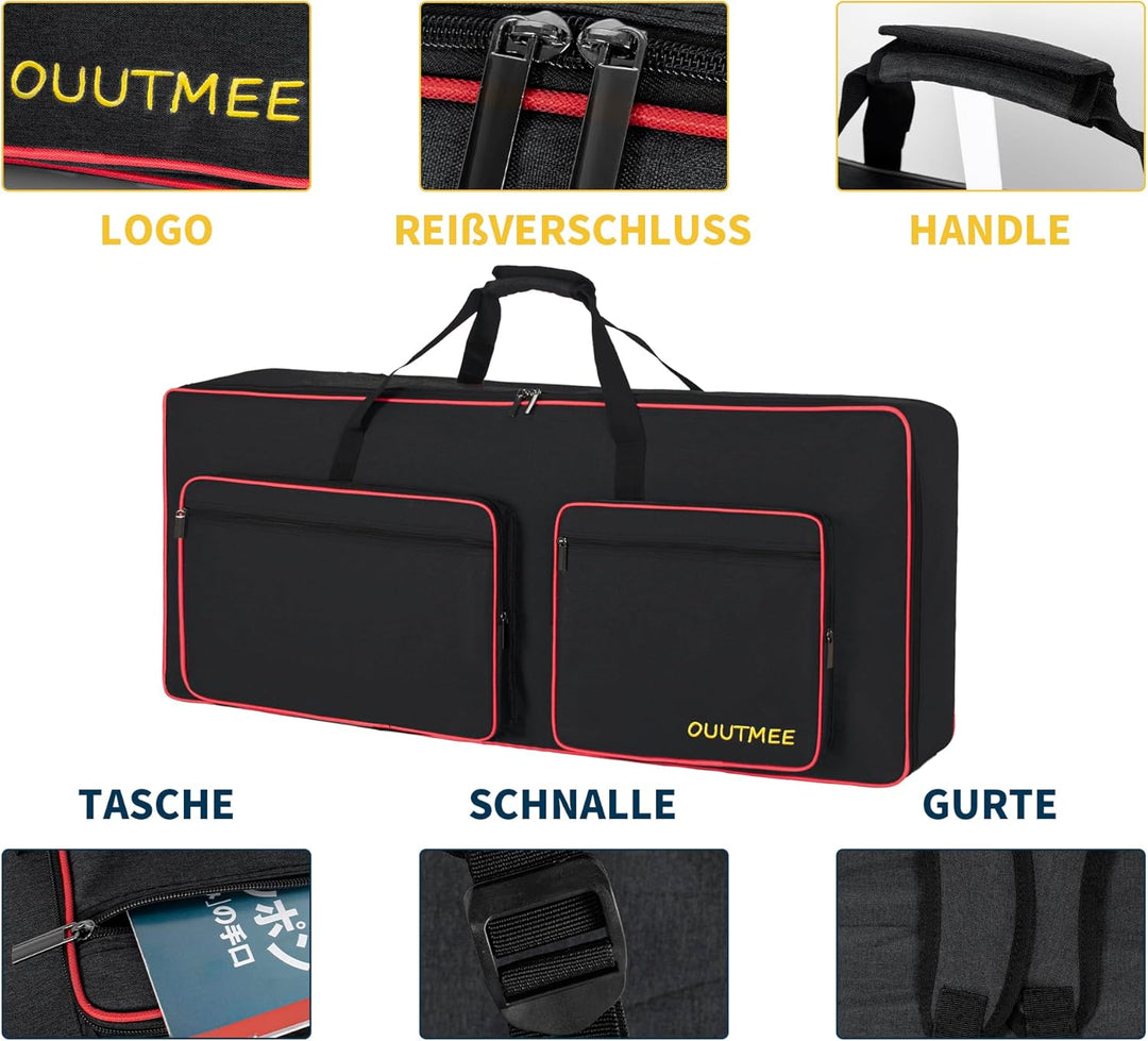 OUUTMEE 61Noten keyboardtasche, für E-Klaviere, 600D Oxford-Stoff mit 10 mm Startseite, Gigbag (schw