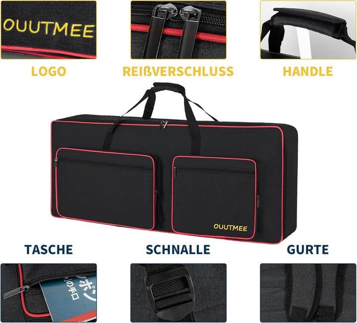 OUUTMEE 61Noten keyboardtasche, für E-Klaviere, 600D Oxford-Stoff mit 10 mm Startseite, Gigbag (schw