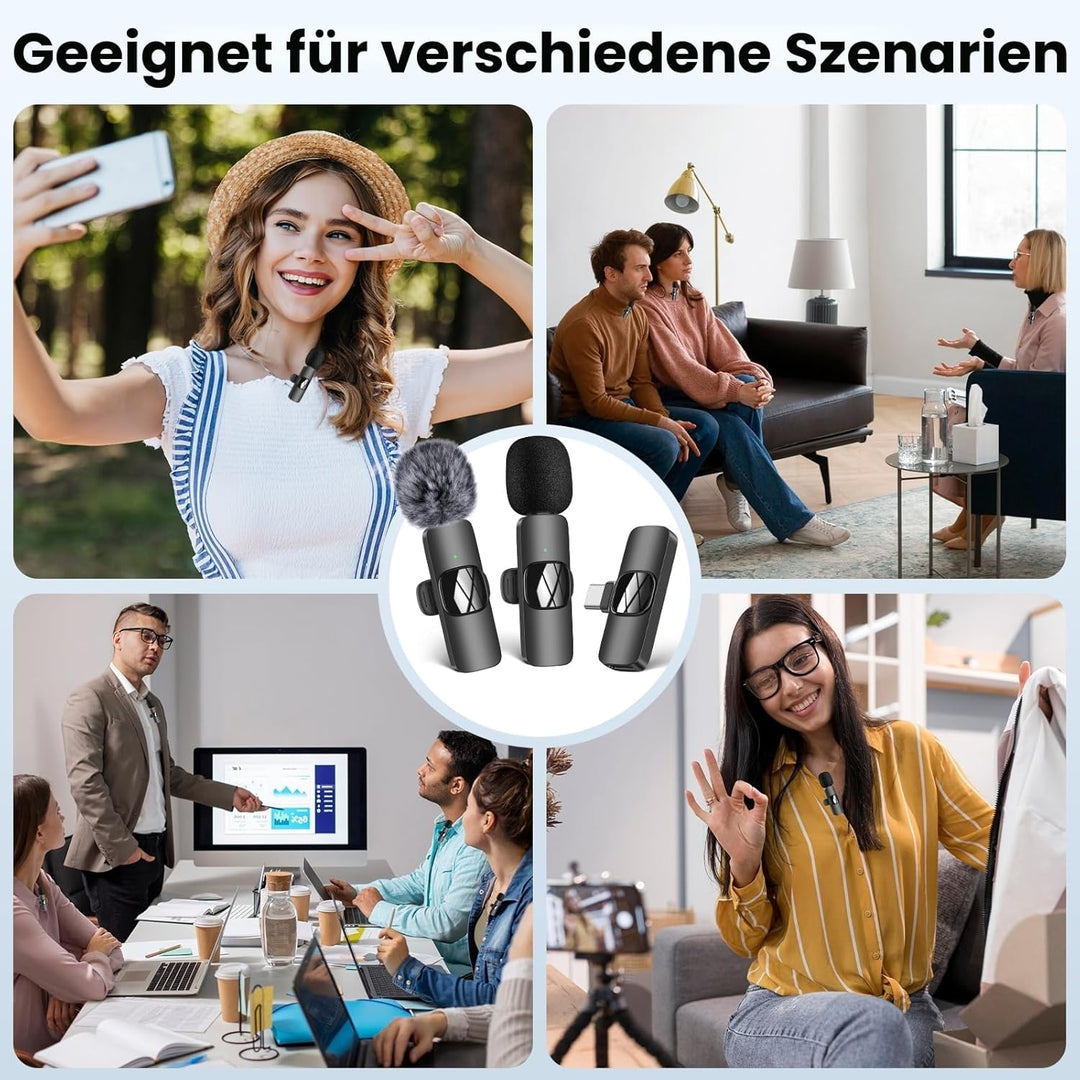 HMKCH Kabelloses Lavalier Mikrofon für Handy/iPhone/Computer, Wireless USB C Ansteckmikrofon für Vid
