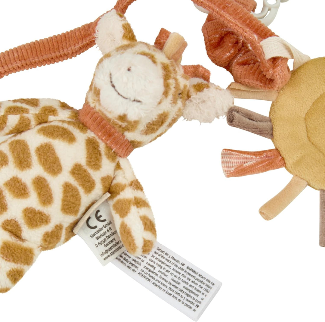 Sterntaler Kinderwagenkette Giraffe Kaya – Babyspielzeug mit Spiegel & Rassel – Elastisches Band & S