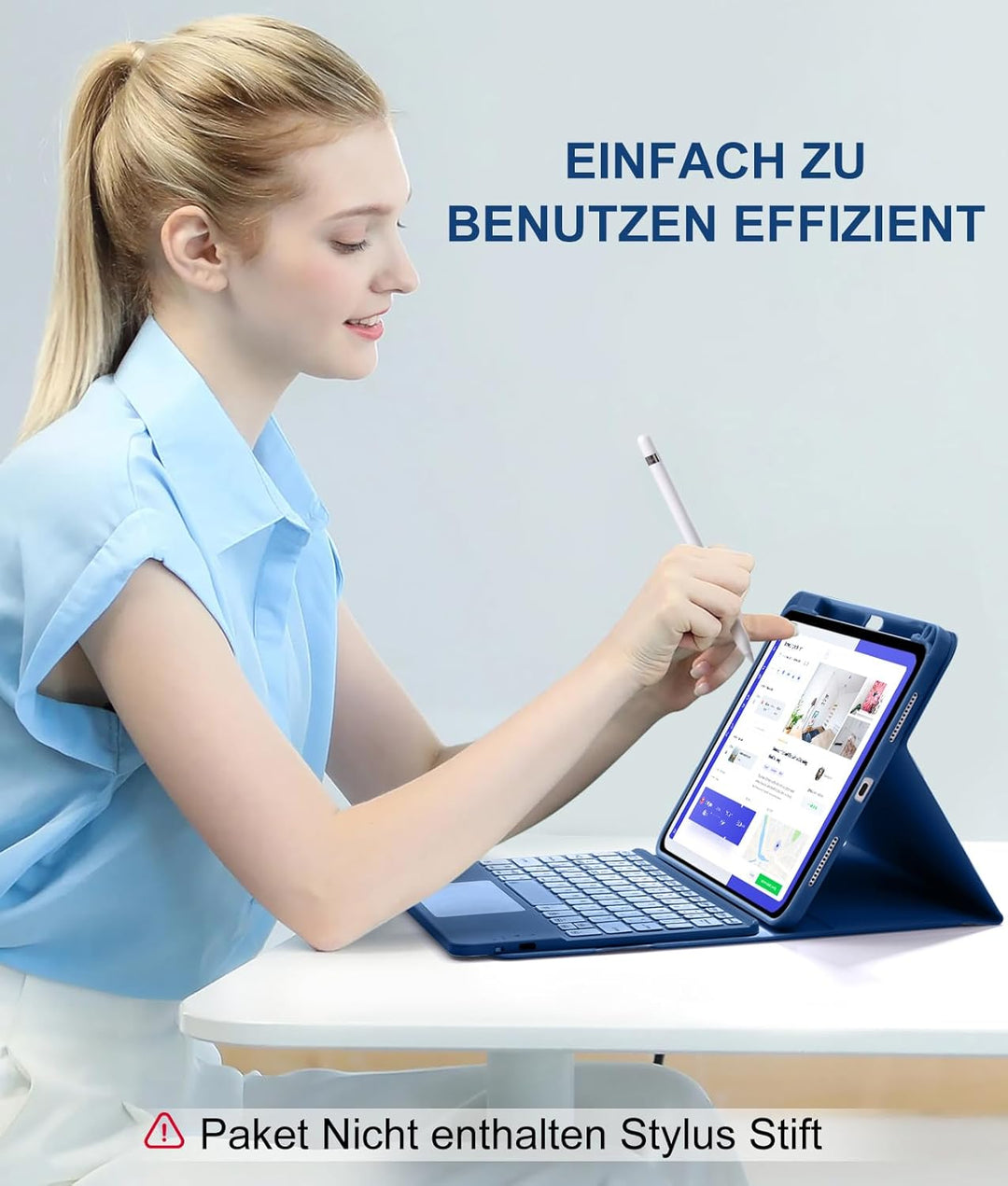 Vobafe Hülle mit Tastatur für iPad 10 Generation 10,9 Zoll 2022, Multi-Touch-Trackpad, 7-farbiges Hi