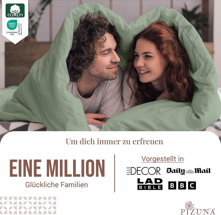 Pizuna 400 Fadenzahl aus Baumwolle Bettwäsche Staubiger Meeresschaum, 100% Langstaple Baumwolle Bett