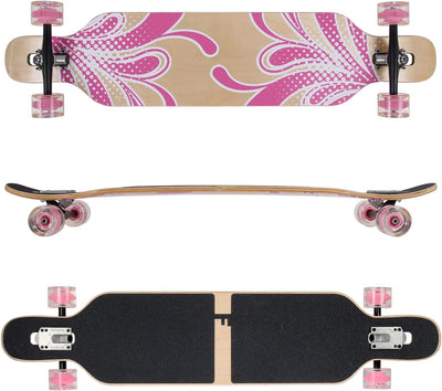 FunTomia Longboard mit 3 Flex Stufen Drop Through Cruiser Komplettboard Mach1 Speed Kugellager T-Too