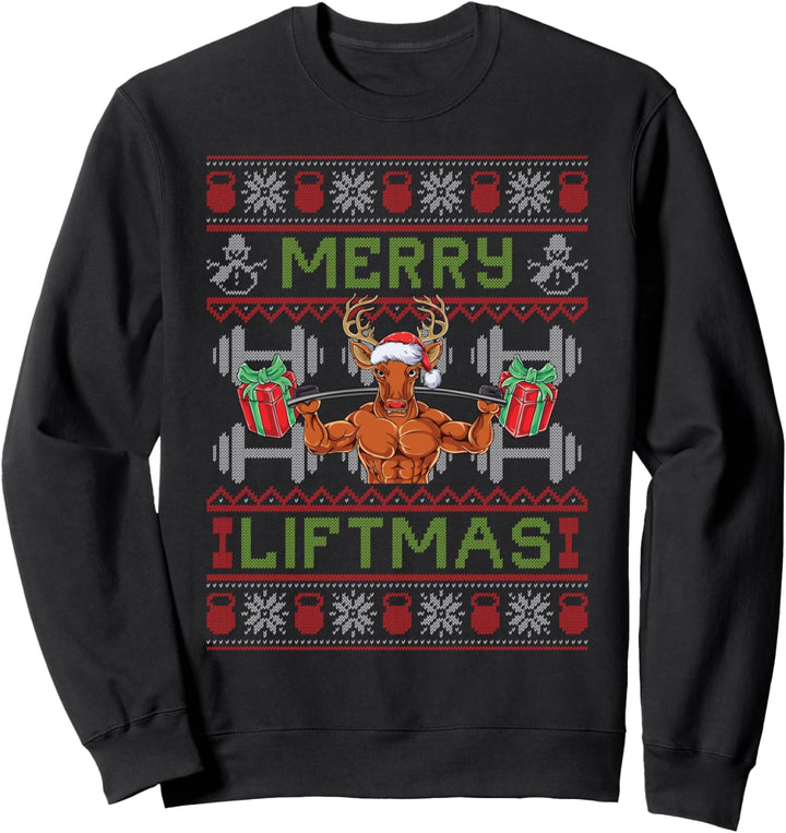 Merry Liftmas Rentier Bodybuilder Weihnachten Sport Fitness Sweatshirt