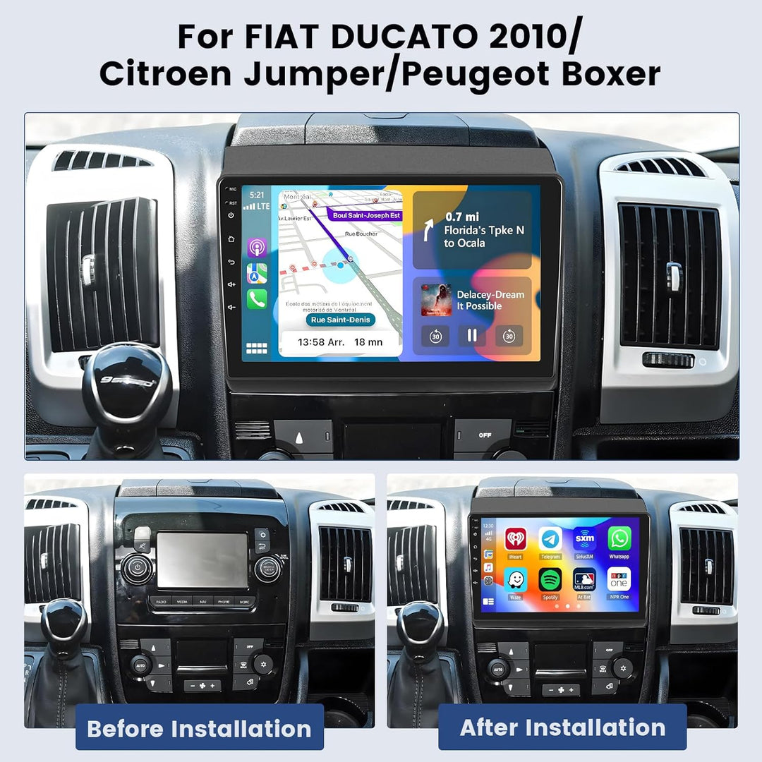 Hikity 2+64G Android 15 Autoradio für FIAT DUCATO 2010/Citroen Jumper/Peugeot Boxer Radio Wireless C