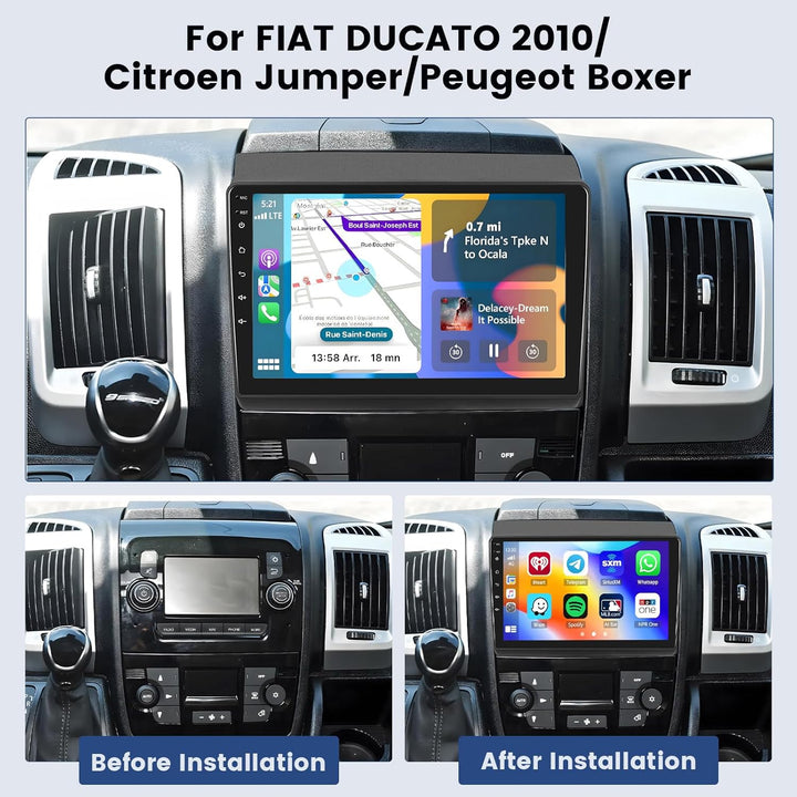 Hikity 2+64G Android 15 Autoradio für FIAT DUCATO 2010/Citroen Jumper/Peugeot Boxer Radio Wireless C